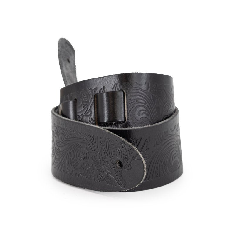 Profile - 2.5" Leather Strap with Hot Press Design, Black #PGS-EBL-6100-BK