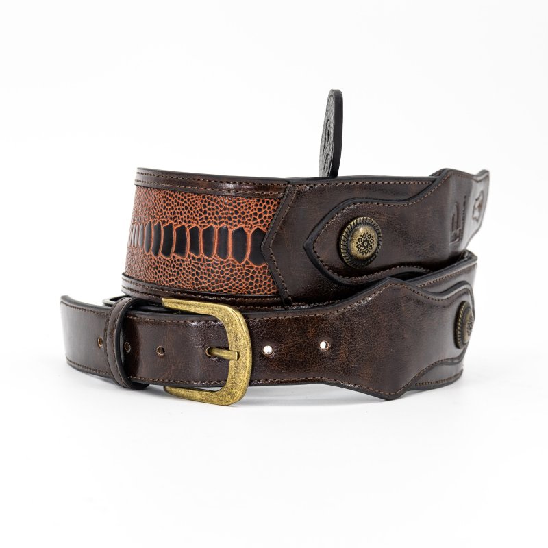 Profile - Western Strap with Brass Buckle, Brown Crocodile Pattern #PGS-EGL-6500-BR