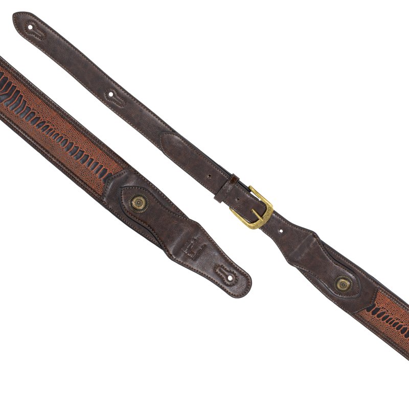 Profile - Western Strap with Brass Buckle, Brown Crocodile Pattern #PGS-EGL-6500-BR