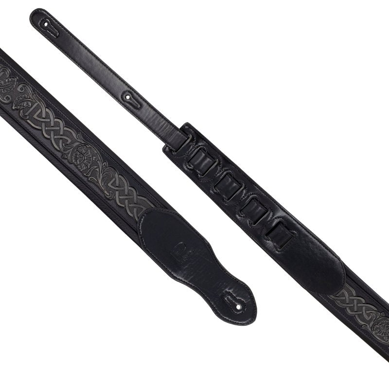 Profile - 2.5" Leather Padded Strap with Celtic Knot Pattern, Gloss Black #PGS-HIL-4000-BK