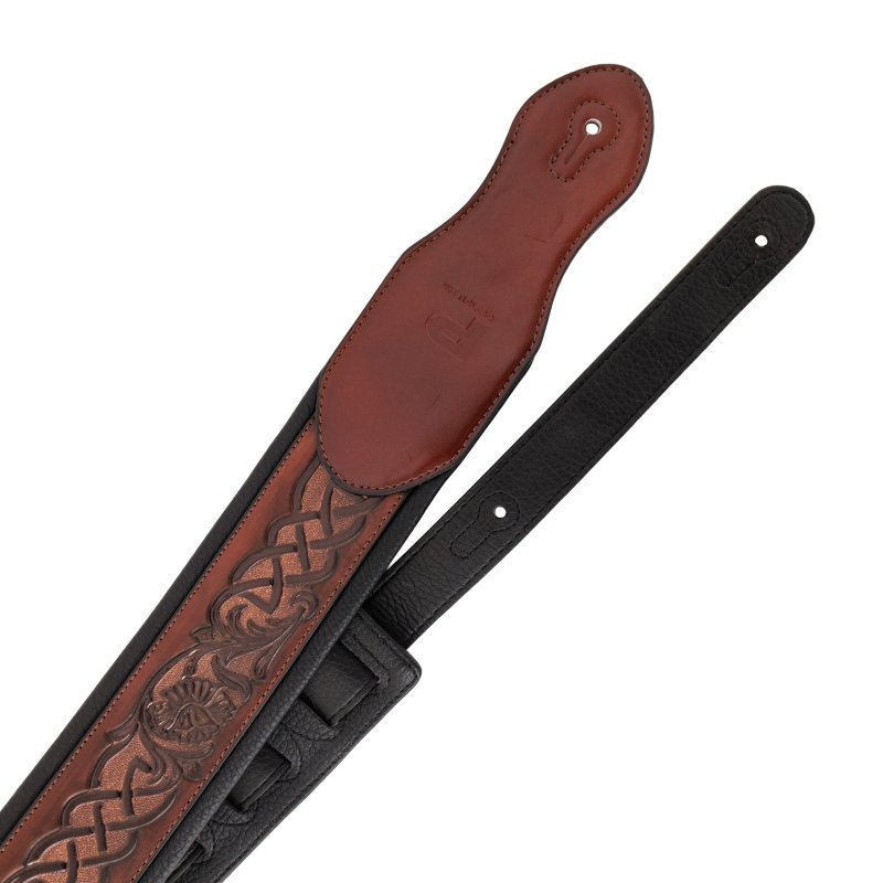 Profile - Leather Padded Strap with Celtic Knot Pattern Dark Brown #PGS-IL-7200-DBR
