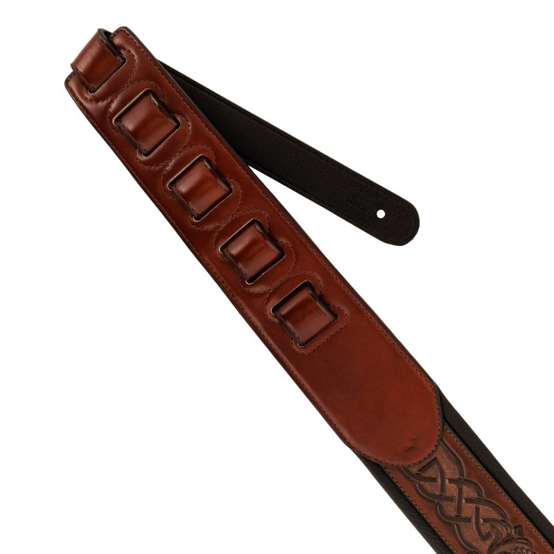 Profile - Leather Padded Strap with Celtic Knot Pattern Dark Brown #PGS-IL-7200-DBR