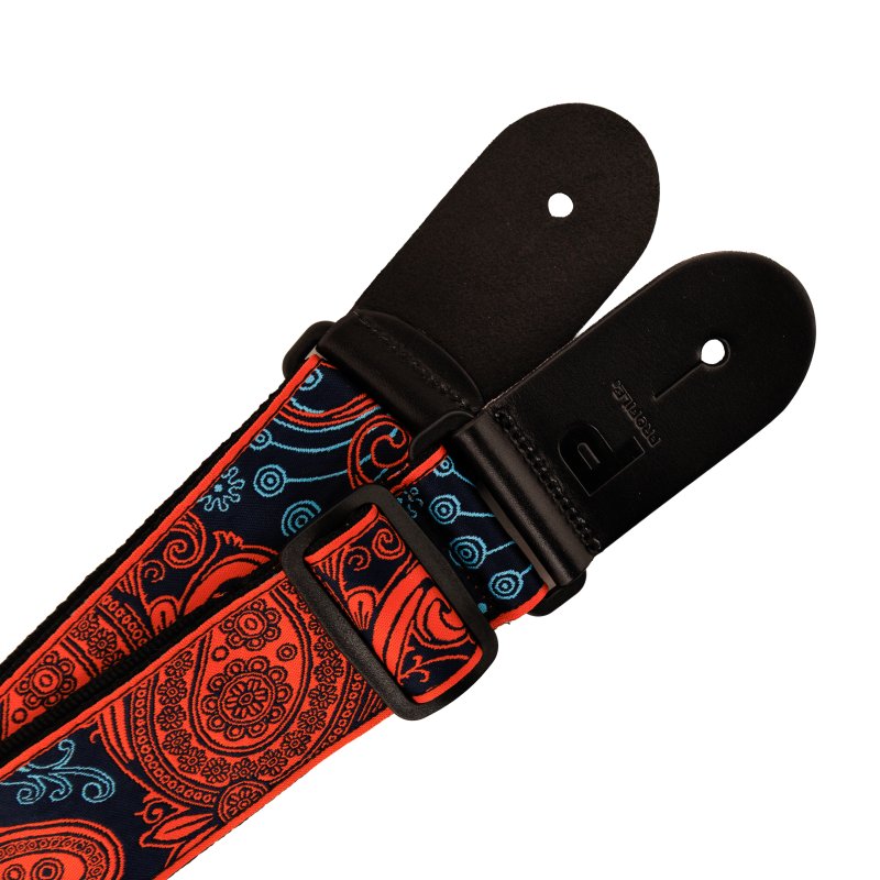 Profile - Nylon Jacquard Weave Orange and Blue Paisley Strap #PGS-JW-6010-ORBL