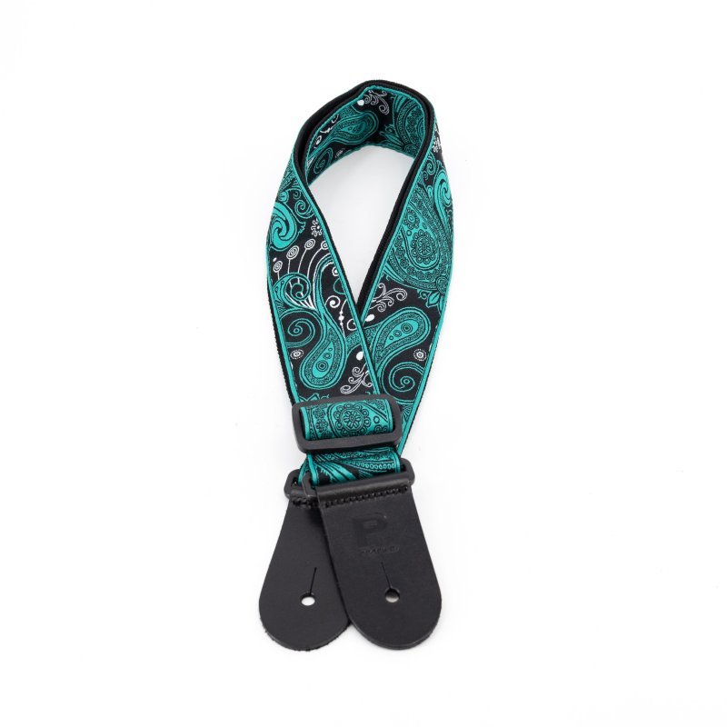 Profile - 2.5" Jacquard Weave Teal and Black Paisley Pattern Strap #PGS-JW-6010-TLBK