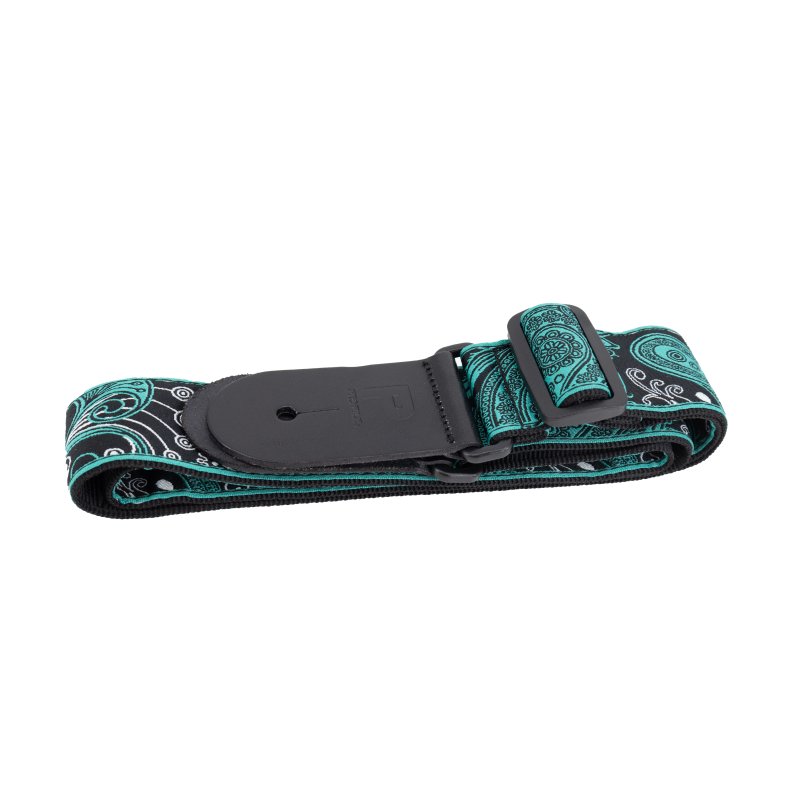 Profile - 2.5" Jacquard Weave Teal and Black Paisley Pattern Strap #PGS-JW-6010-TLBK