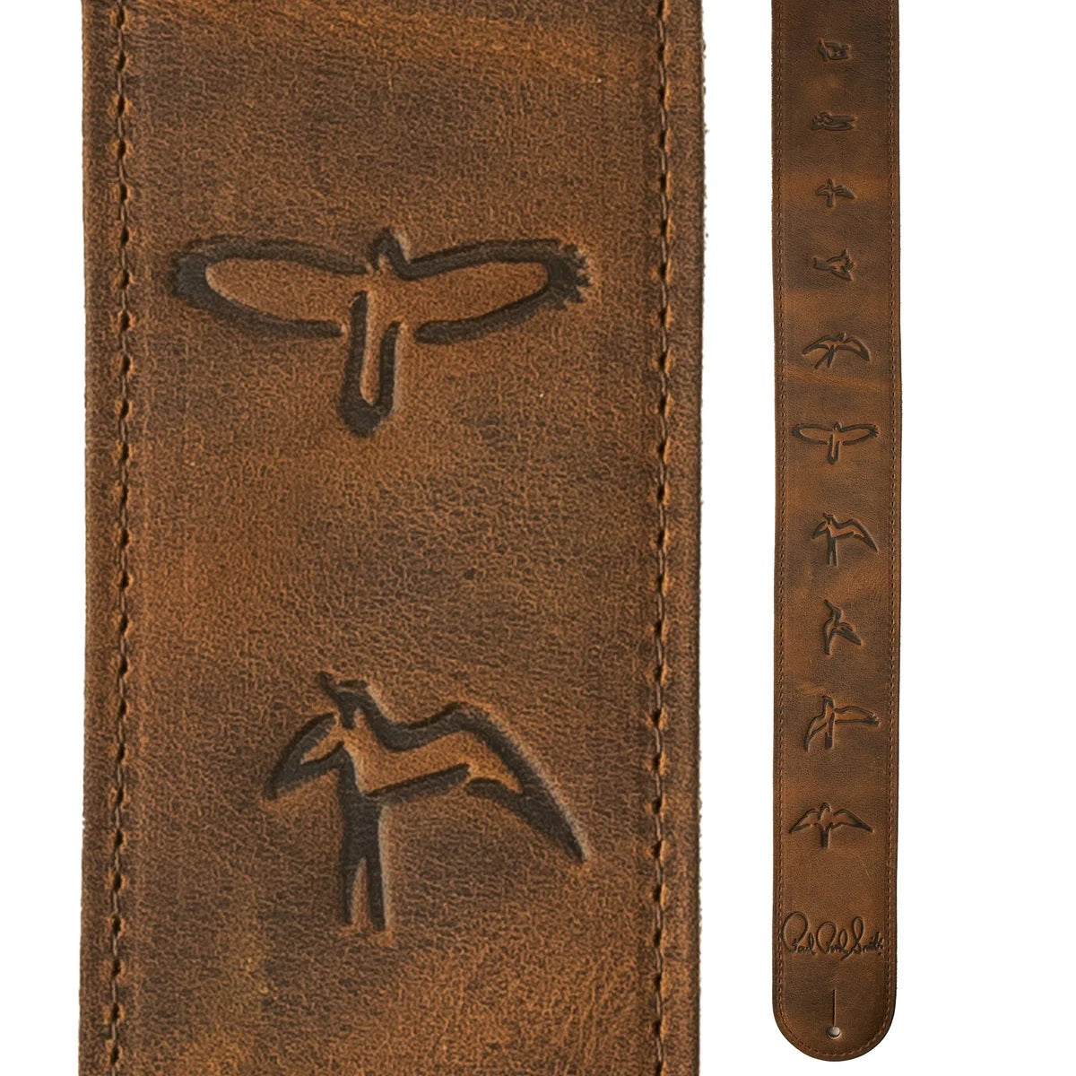 PRS Guitars - Distressed Brown Leather Birds Strap