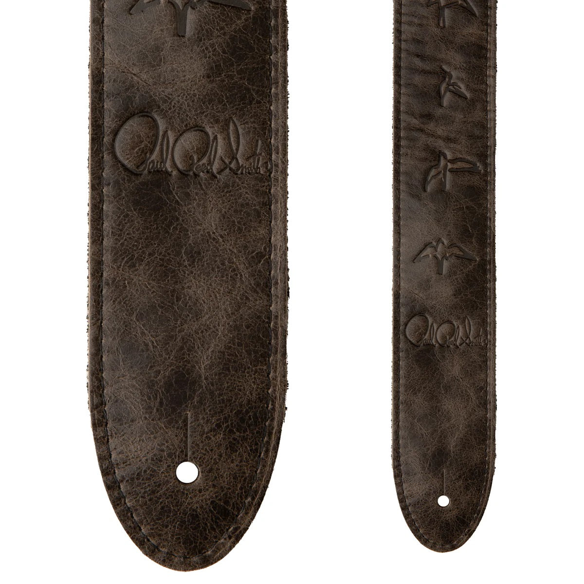PRS Guitars - 2” Worn Black Embossed Birds Leather Strap
