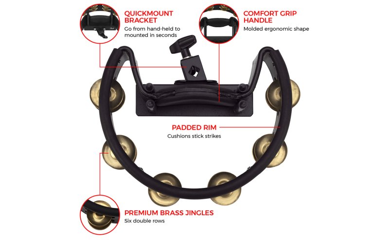 Pearl - Quickmount Tambourine with Brass Jingles #PTM-10GHX