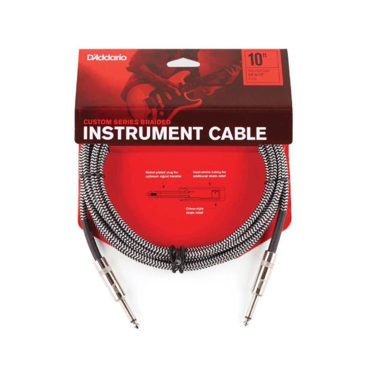 Planet Waves - Braided Instrument Cable 10 ft. 1/4 - Black Kit