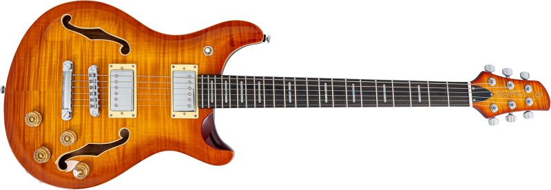 Sire - Sire Q7 Hollow Chambered Electric Guitar with LC Q Humbuckers, Amber Burst Finish #Q7H-AMBERBURST