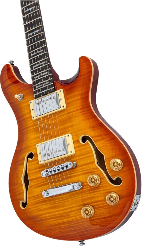 Sire - Sire Q7 Hollow Chambered Electric Guitar with LC Q Humbuckers, Amber Burst Finish #Q7H-AMBERBURST