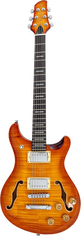 Sire - Sire Q7 Hollow Chambered Electric Guitar with LC Q Humbuckers, Amber Burst Finish #Q7H-AMBERBURST