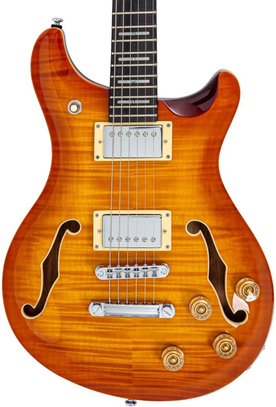 Sire - Sire Q7 Hollow Chambered Electric Guitar with LC Q Humbuckers, Amber Burst Finish #Q7H-AMBERBURST