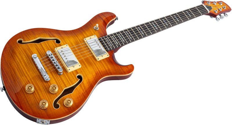 Sire - Sire Q7 Hollow Chambered Electric Guitar with LC Q Humbuckers, Amber Burst Finish #Q7H-AMBERBURST