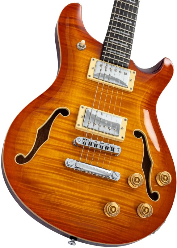 Sire - Sire Q7 Hollow Chambered Electric Guitar with LC Q Humbuckers, Amber Burst Finish #Q7H-AMBERBURST