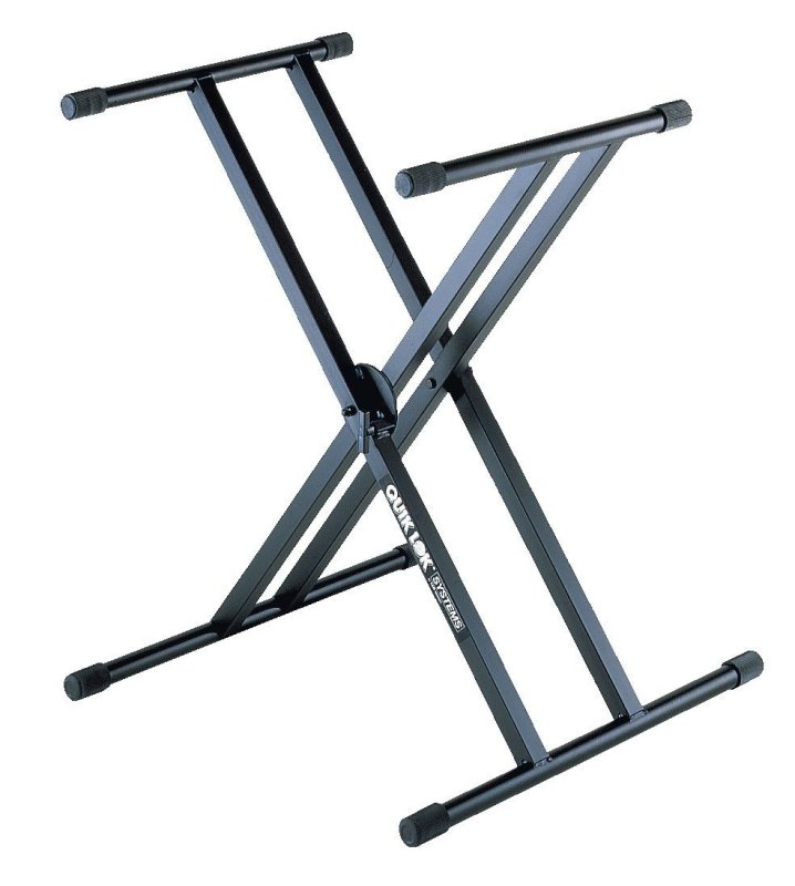Quik Lok - X-Style Adjustable Single Tier Double-Brace Heavy Duty Keyboard Stand #QL746
