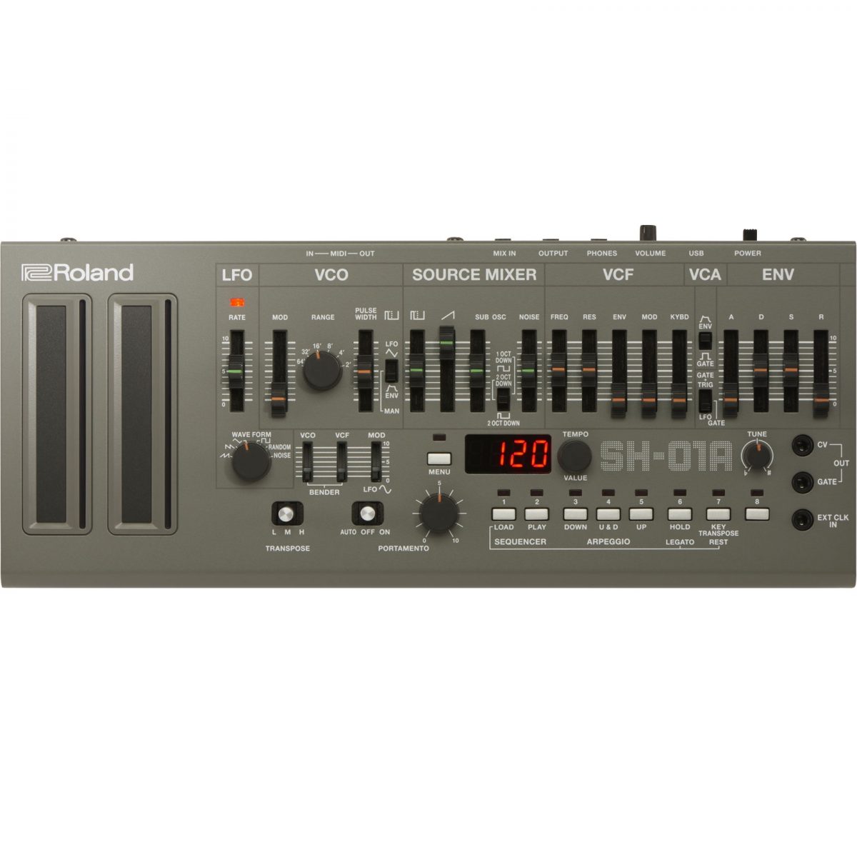 Roland SH-01A Synthesizer top