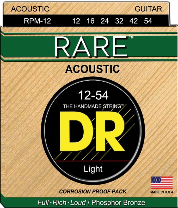 DR - Rare Acoustic Guitar Strings, Light (12-54) #RPM-12
