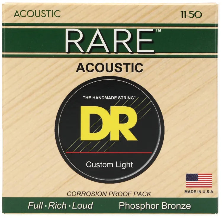 DR - Rare Acoustic Guitar Strings, Phosphor Bronze, Custom Light (.011-.050) (3-Pack) #RPML-11-3PK