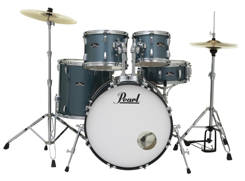 Pearl - Roadshow 5-Piece Drum Set With 22" Bass Drum, Hardware & Cymbals, Aqua Blue Glitter #RS525SCC703