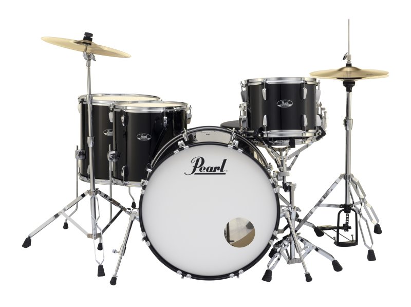 Pearl - Roadshow Complete 5-Piece Drum Set w/ 22" Bass Drum, Hardware & Cymbals, Jet Black #RS525WFCC31