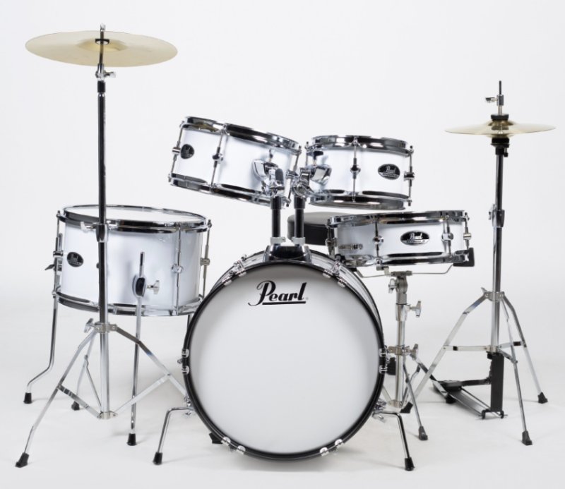 Pearl - Roadshow Junior 5-Piece Drumset w/ 16" Bass Drum, Hardware & Cymbals, Pure White #RSJ465CC33