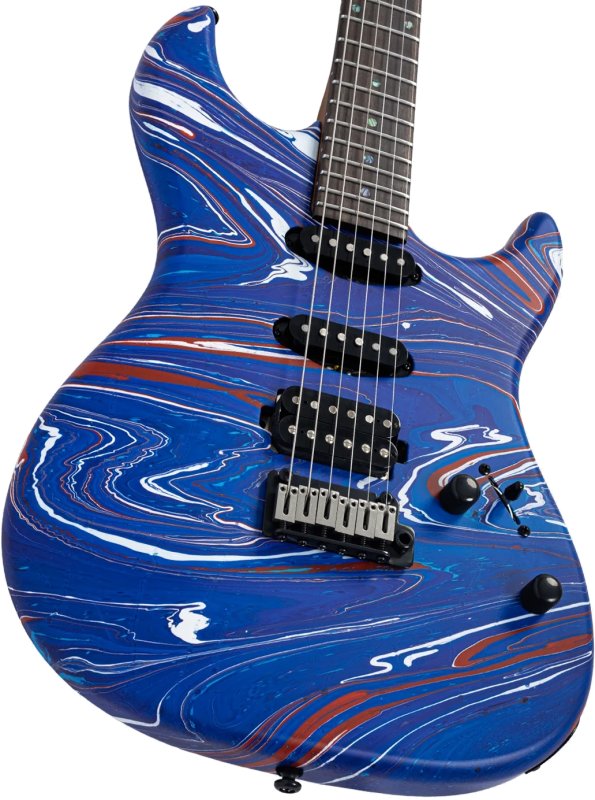Sire - Sire S7 SW Double-Cut Electric Guitar with LC Super HSS Pickups, Blue Swirl #S7-SW-BLUESWIRL