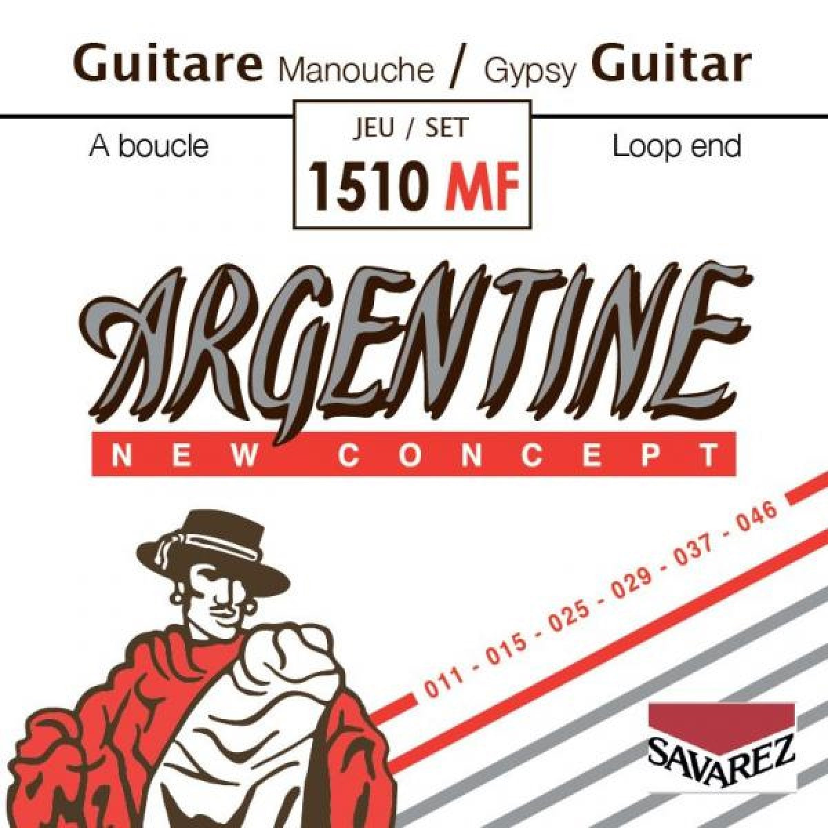 Savarez - 1510MF 11-46 Light Tension Argentine Loop End - Acoustic jazz guitar set Tensions