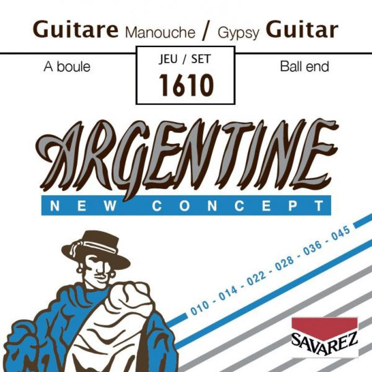Savarez - 1610 10-45 Extra Light Tension Argentine Ball End - Acoustic jazz guitar set