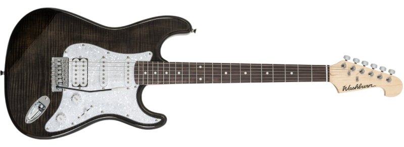 Washburn - Sonamaster Deluxe Flame Maple Top Electric Guitar, Transparent Black #SDFTB