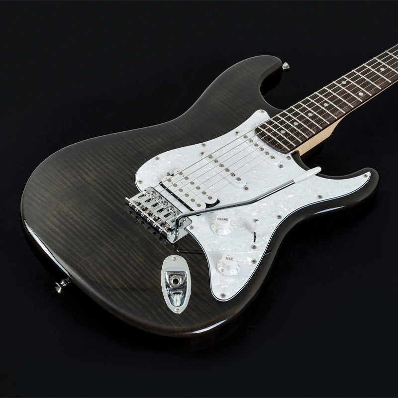 Washburn - Sonamaster Deluxe Flame Maple Top Electric Guitar, Transparent Black #SDFTB