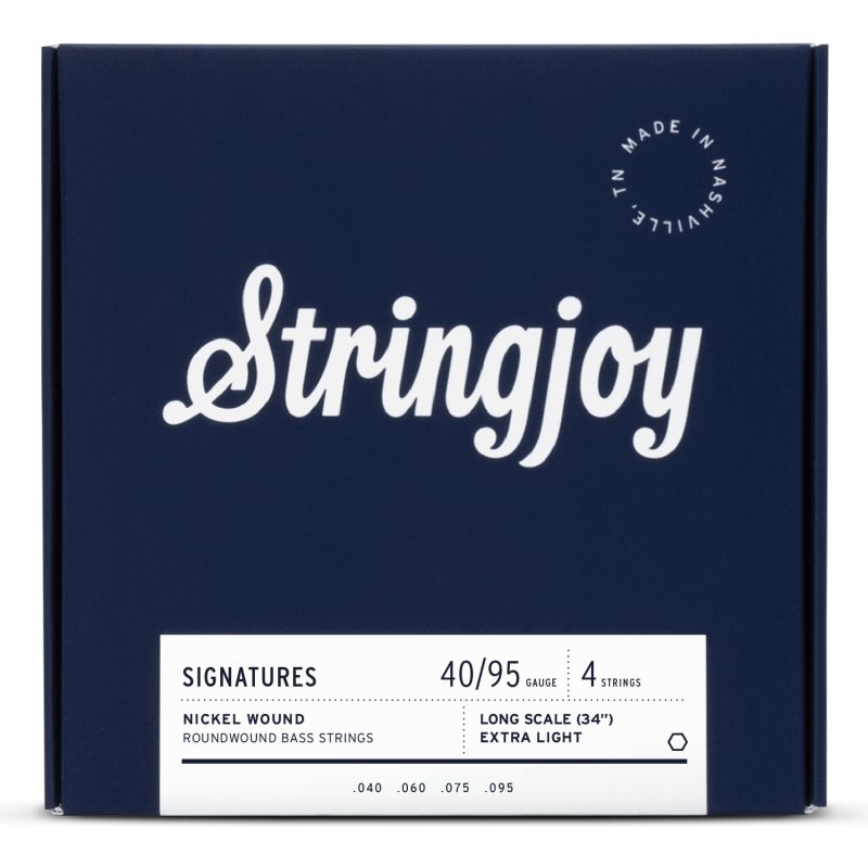 Stringjoy - Extra Light Gauge (40-95) 4 String Long Scale Nickel Wound Bass Guitar Strings #SJ-BA4095LS