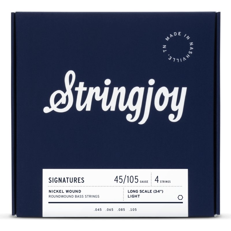 Stringjoy - Light Gauge (45-105) 4 String Long Scale Nickel Wound Bass Guitar Strings #SJ-BA45105LS