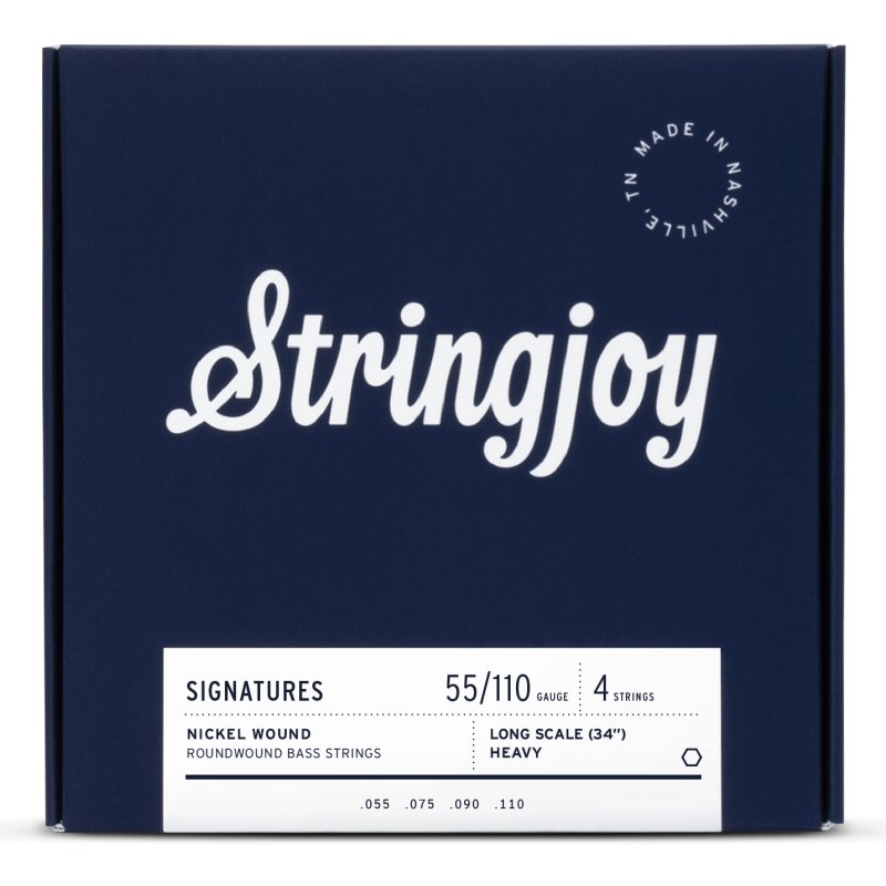 Stringjoy - Heavy Gauge (55-110) 4 String Long Scale Nickel Wound Bass Guitar Strings #SJ-BA55110LS