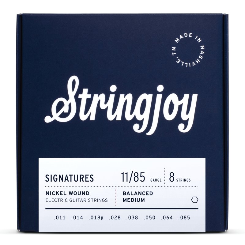 Stringjoy - 8 String Balanced Medium Gauge (11-85) Nickel Wound Electric Guitar Strings #SJ-BAL118