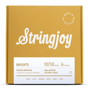 Stringjoy - Extra Light Gauge (10-50) 80/20 Bronze Acoustic Guitar Strings #SJ-BB1050