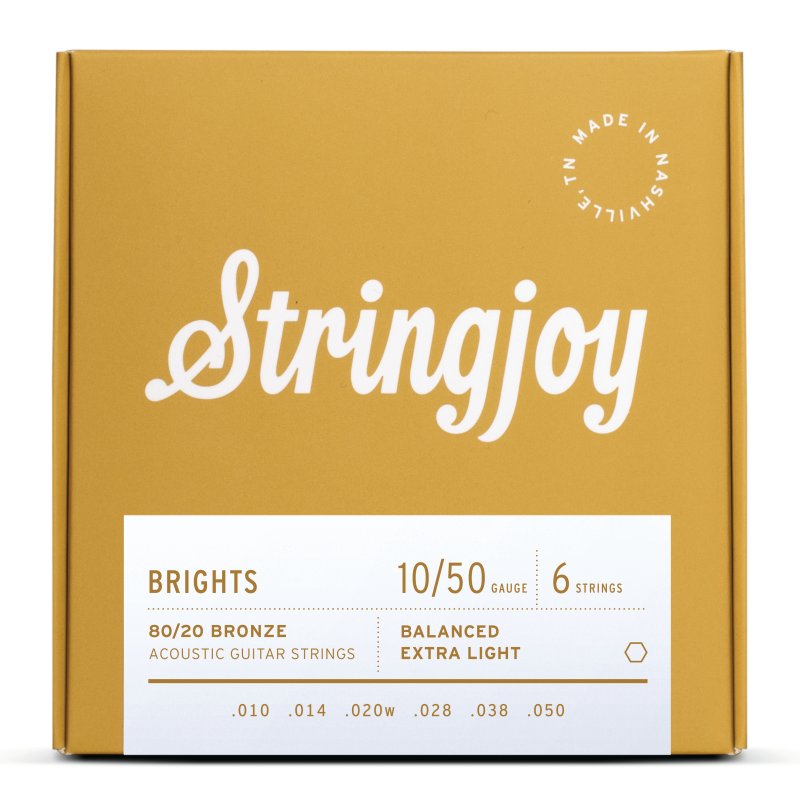 Stringjoy - Extra Light Gauge (10-50) 80/20 Bronze Acoustic Guitar Strings #SJ-BB1050