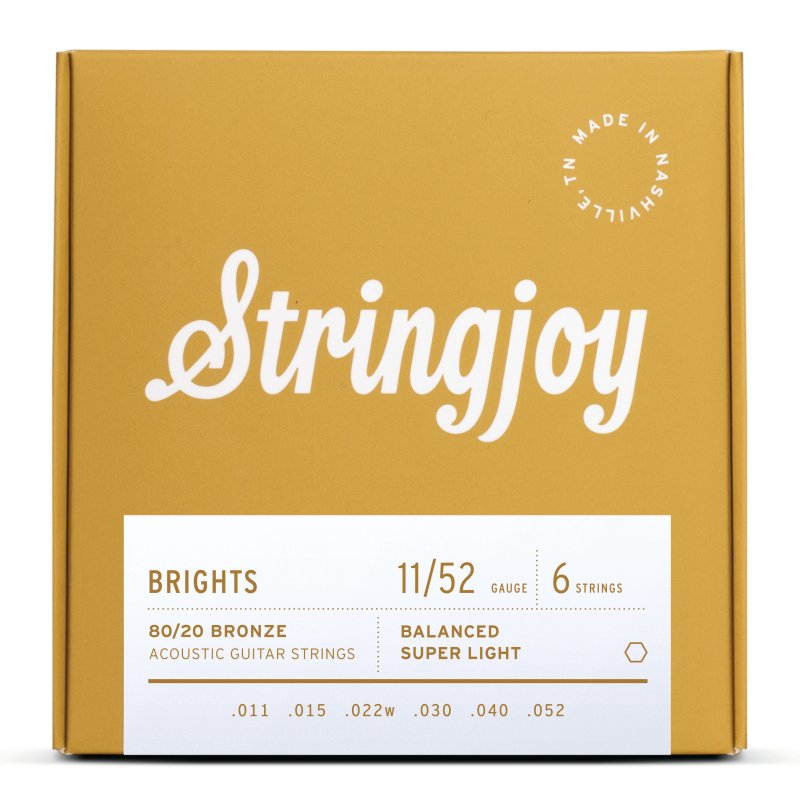 Stringjoy - Super Light Gauge (11-52) 80/20 Bronze Acoustic Guitar Strings #SJ-BB1152
