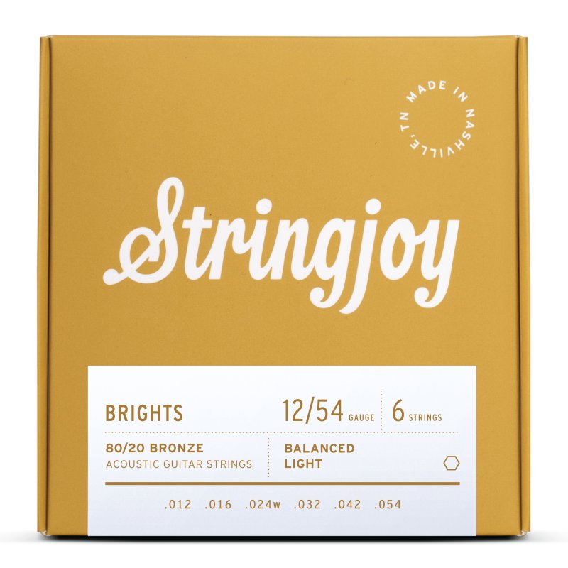Stringjoy - Light Gauge (12-54) 80/20 Bronze Acoustic Guitar Strings #SJ-BB1254