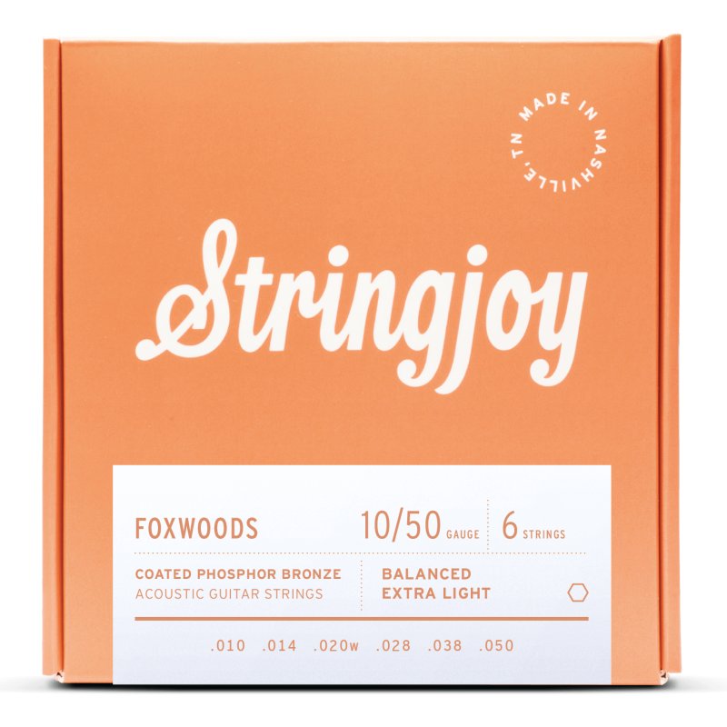 Stringjoy - Extra Light Gauge (10-50) Coated Phosphor Bronze Acoustic Guitar Strings #SJ-FW1050