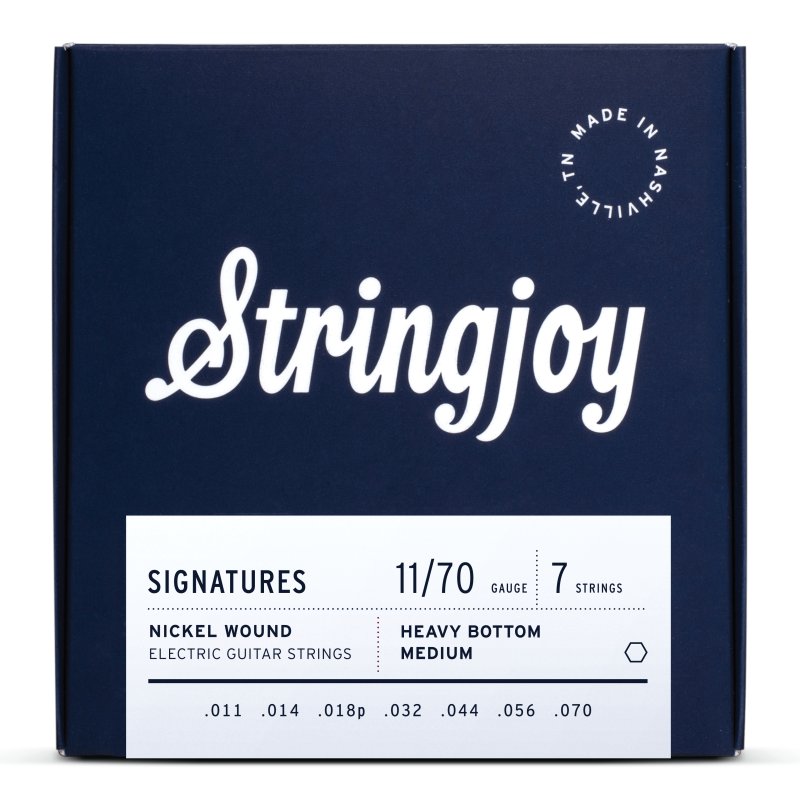 Stringjoy - 7 String Heavy Bottom Medium Gauge (11-70) Nickel Wound Electric Guitar Strings #SJ-HVY117