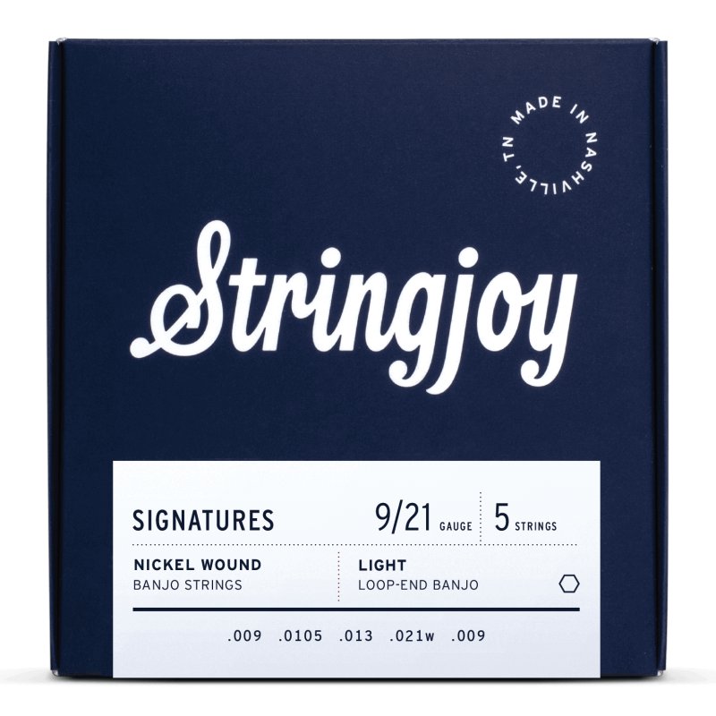 Stringjoy - Light Gauge (9-21) Banjo Strings - Nickel Wound 5 String #SJ-NW0921