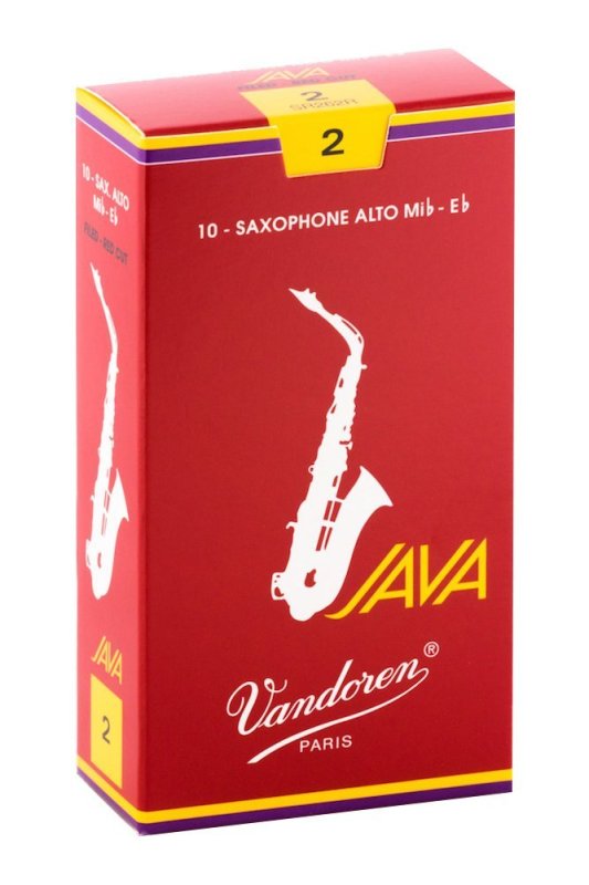 Vandoren - Alto Sax JAVA Red Reeds Strength 2; Box of 10 #SR262R
