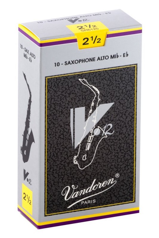 Vandoren - Alto Sax V.12 Reeds Strength 2.5; Box of 10 #SR6125