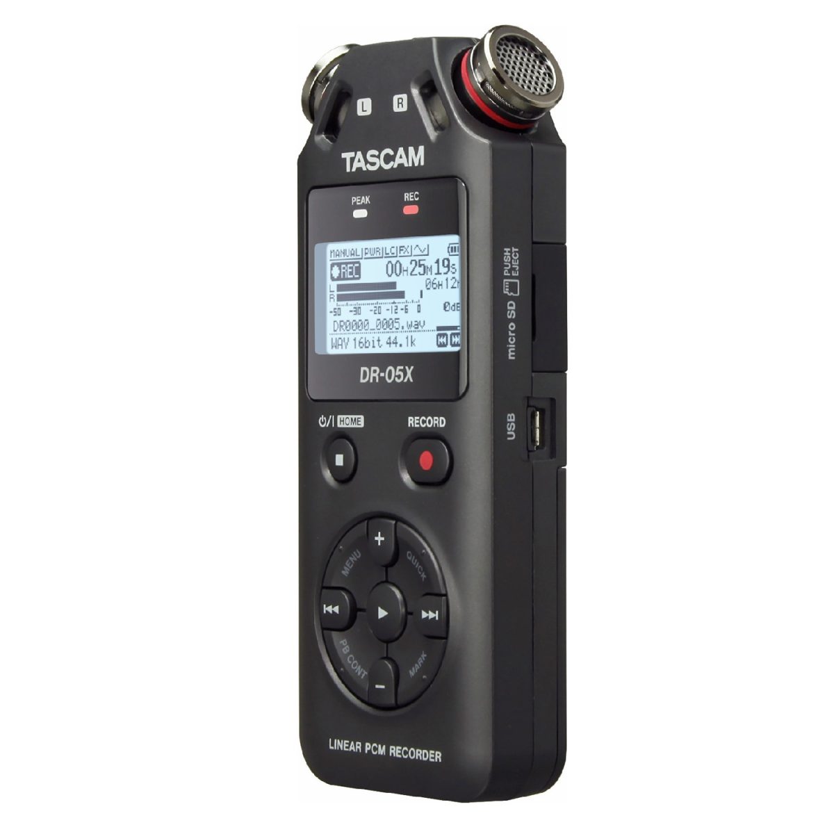 Tascam - DR-05X Stereo Handheld Digital Audio Recorder Side