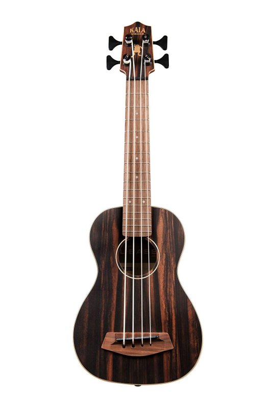 Kala - Striped Ebony Acoustic-Electric with Round Wound Strings #UBASS-EBY-FSRW