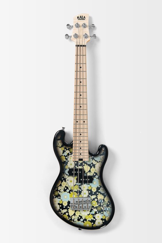 Kala - Solid Body 4-String Floral Black Burst Fretted U•BASS® #UBASS-SB-F-BKB-FS