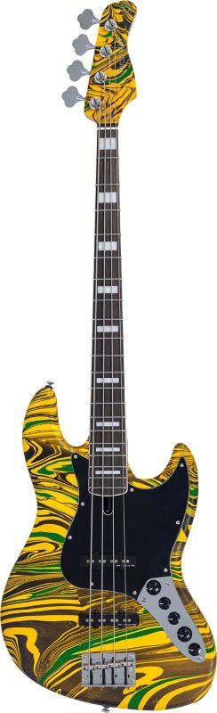 Sire - Sire V7 New Gen Jazz Bass Guitar with Marcus Super-J Revolution Pickups, Yellow Swirl #V7-ALDER-4-NEWGEN-YSWIRL