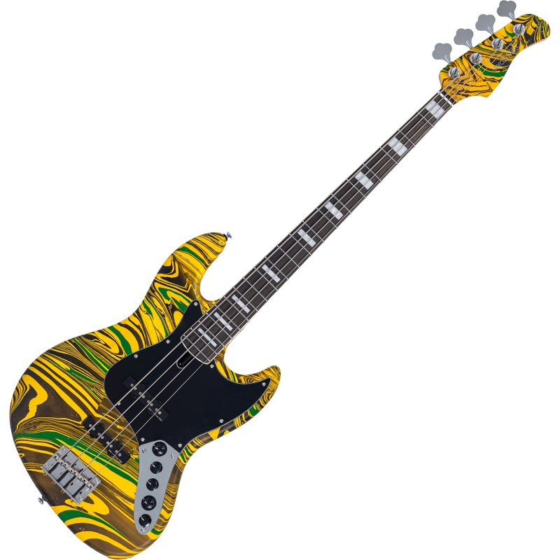 Sire - Sire V7 New Gen Jazz Bass Guitar with Marcus Super-J Revolution Pickups, Yellow Swirl #V7-ALDER-4-NEWGEN-YSWIRL