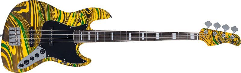 Sire - Sire V7 New Gen Jazz Bass Guitar with Marcus Super-J Revolution Pickups, Yellow Swirl #V7-ALDER-4-NEWGEN-YSWIRL